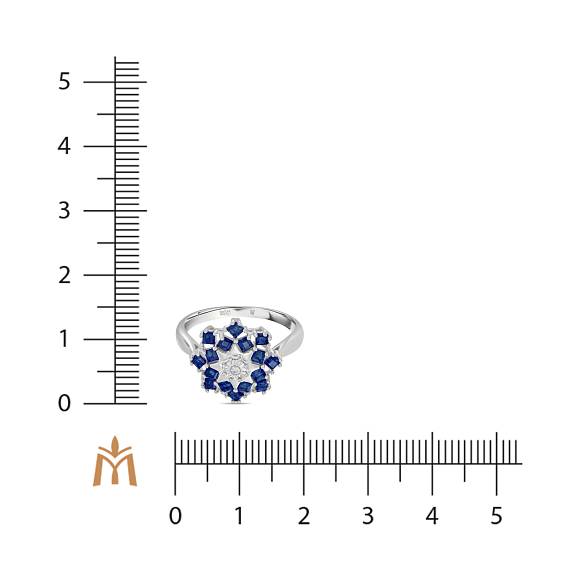 Кольцо с бриллиантом и сапфирами R01-35426-SA - Фото 2
