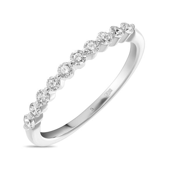 Обручальное кольцо-дорожка из белого золота с 10 бриллиантами R01-35445 - Фото 1