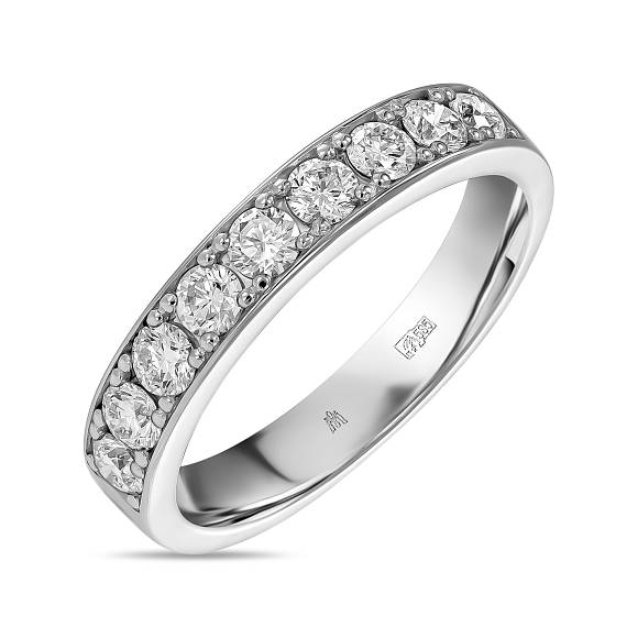 Обручальное кольцо-дорожка из белого золота с 9 бриллиантами R01-35468 - Фото 1