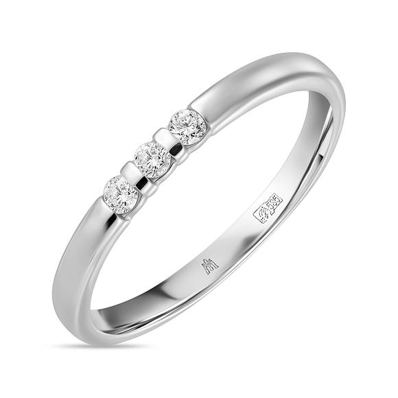 Обручальное кольцо-дорожка из белого золота с 3 бриллиантами R01-35510 - Фото 1