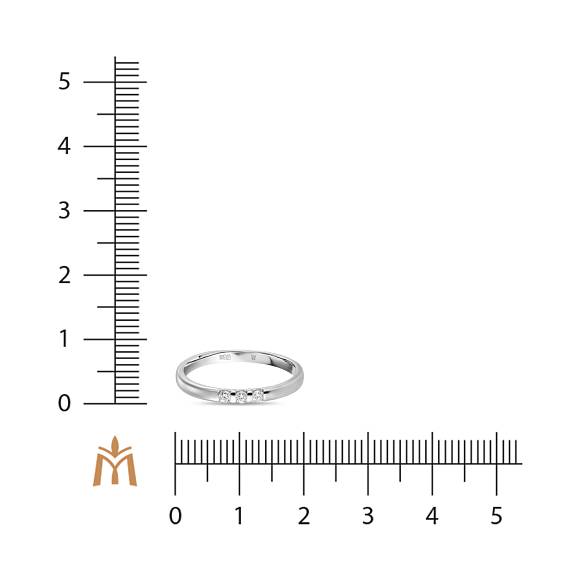 Обручальное кольцо-дорожка из белого золота с 3 бриллиантами (0,09 карат) R01-35510 - Фото 2