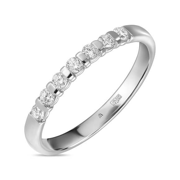 Обручальное кольцо-дорожка из белого золота с 7 бриллиантами (0,2 карат) R01-35512 - Фото 1