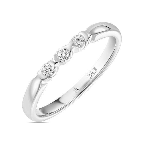 Обручальное кольцо-дорожка из белого золота с 3 бриллиантами R01-35527 - Фото 1