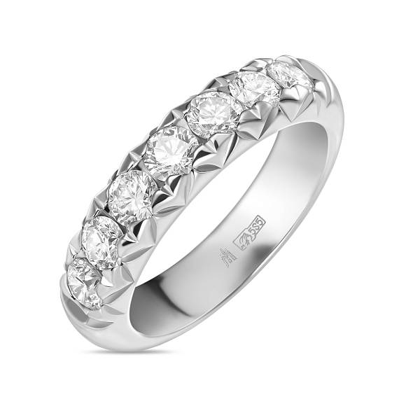 Обручальное кольцо-дорожка из белого золота с 7 бриллиантами R01-35881-W - Фото 1