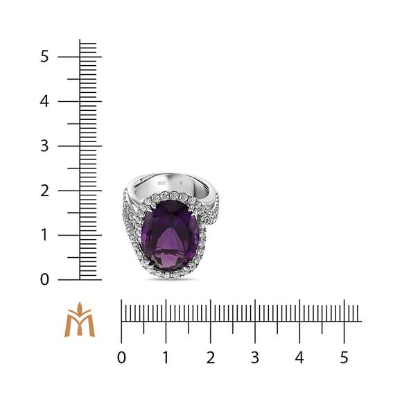 Кольцо с аметистом и бриллиантами R01-EMP-0282AM - Фото 2