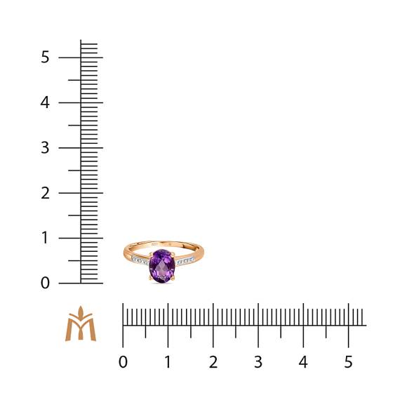 Кольцо с аметистом и бриллиантами R755-69013R002-R17 - Фото 2