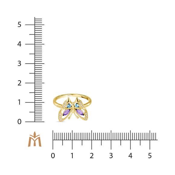 Кольцо с аметистами, топазом и бриллиантами R97-CR2811-AM-BT - Фото 2