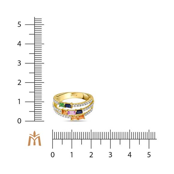 Кольцо с бриллиантами, гранатом, сапфирами и цветными сапфирами R01-FST-0302 - Фото 2
