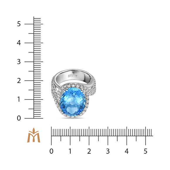 Кольцо с топазом и выращенным бриллиантом R01-MLN0320BT - Фото 2