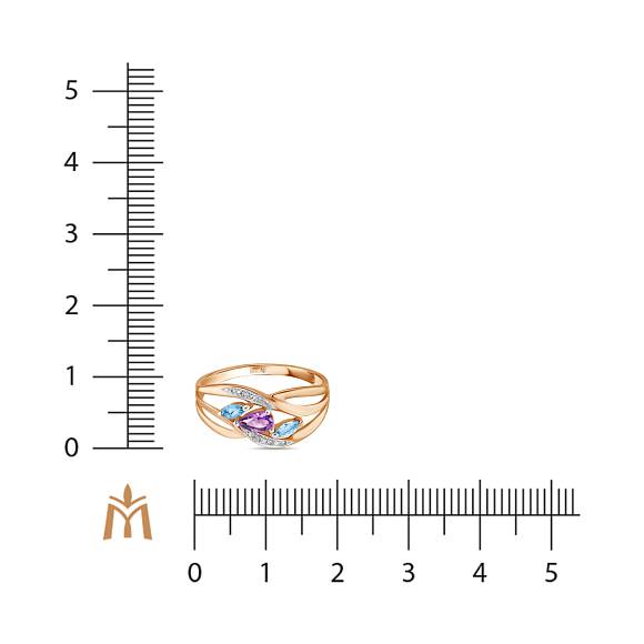 Кольцо с аметистом, топазом и бриллиантами R755-70640R002-R17 - Фото 2