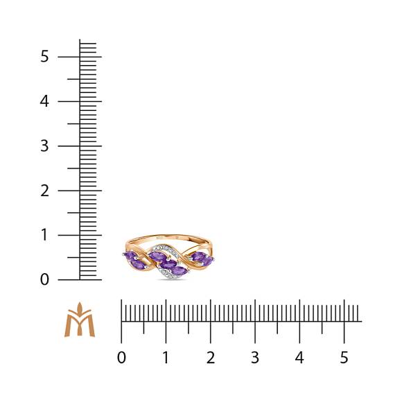 Кольцо с аметистами и бриллиантами R755-70639R001-R17 - Фото 2