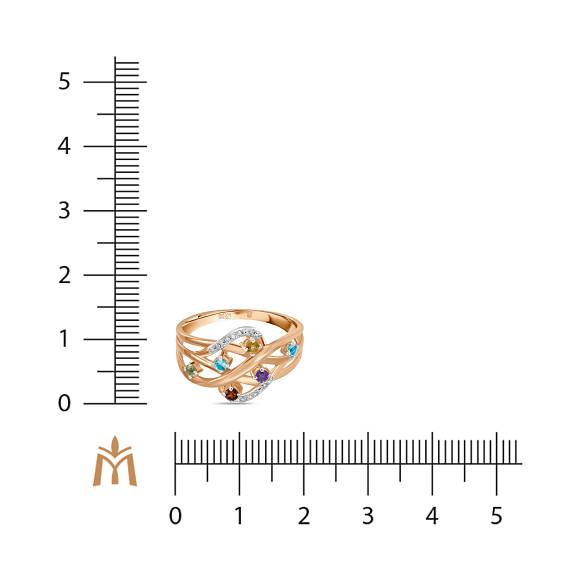 Кольцо с аметистом, топазом, цитрином, бриллиантами, гранатом и перидотом R755-70642R001-R17 - Фото 2