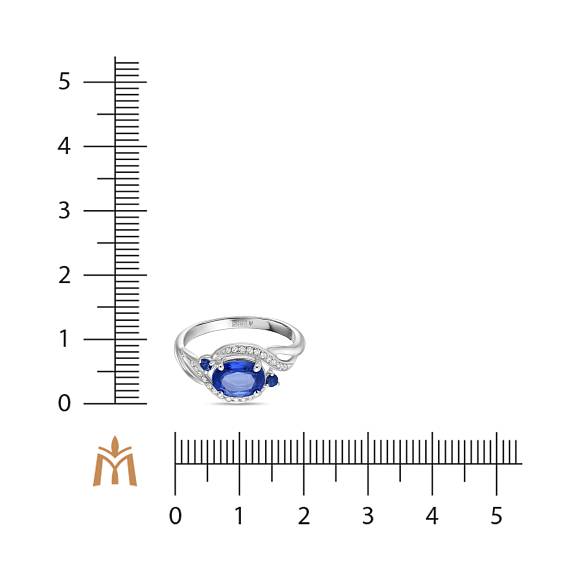 Кольцо с бриллиантами, кианитом и сапфирами R97-CR3404-KBSA - Фото 2