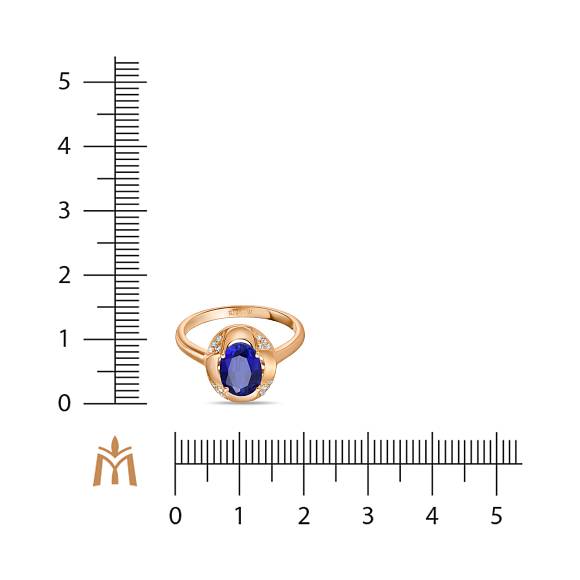 Кольцо с бриллиантами и выращенным сапфиром R97-CR3405-HB-R17 - Фото 2