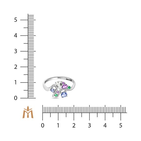 Кольцо с аметистами, бриллиантами, гранатами и иолитом R4150-D-1981394MX2R1 - Фото 2
