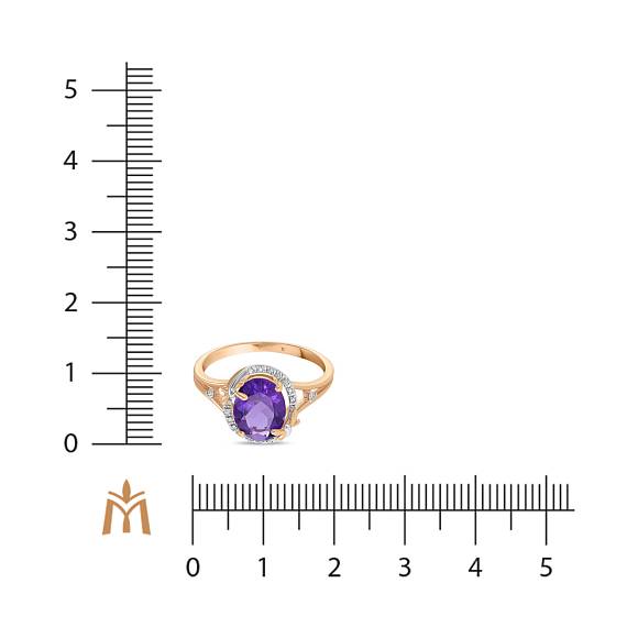 Кольцо с аметистом и бриллиантами R4150-D-50919AMR17 - Фото 2