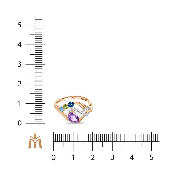 Кольцо с аметистом, топазом, бриллиантами и перидотом R4150-D-53827LBTAR17 - Фото 2