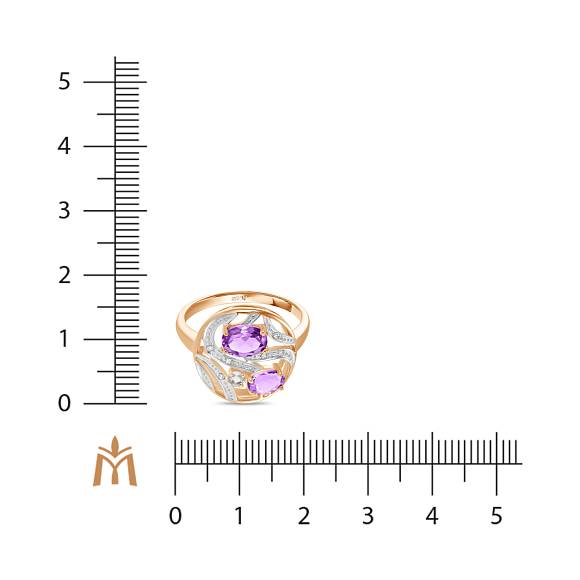 Кольцо с аметистами, бриллиантами и кварцем R4150-D-9174MIXR17 - Фото 2