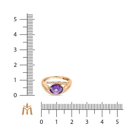 Кольцо с аметистом и бриллиантами R4150-D-R27390R - Фото 2