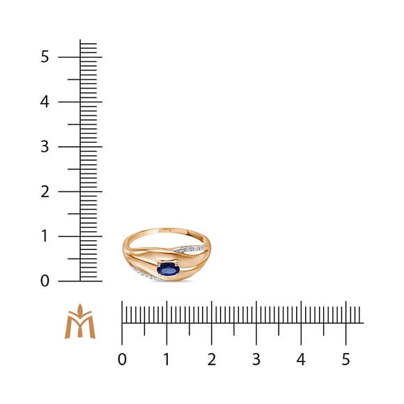 Кольцо с выращенным сапфиром и фианитами R01-34437-SS - Фото 2