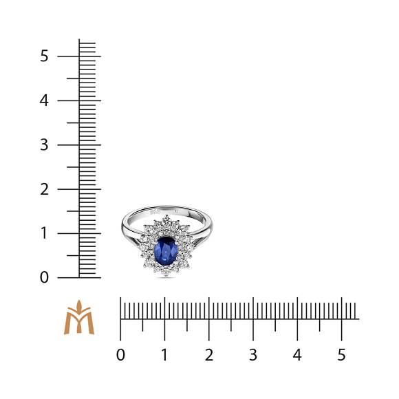 Кольцо с бриллиантами и сапфиром R01-35715-SA - Фото 2