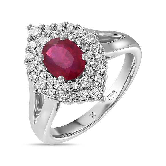 Кольцо с бриллиантами и облагороженным рубином R01-35752-RO - Фото 1