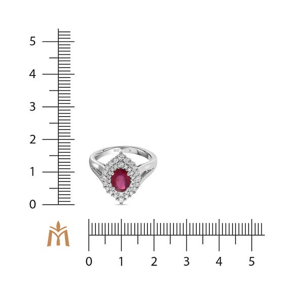 Кольцо с бриллиантами и облагороженным рубином R01-35752-RO - Фото 2