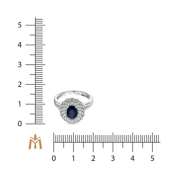 Кольцо с бриллиантами и сапфиром R01-35786-SA - Фото 2