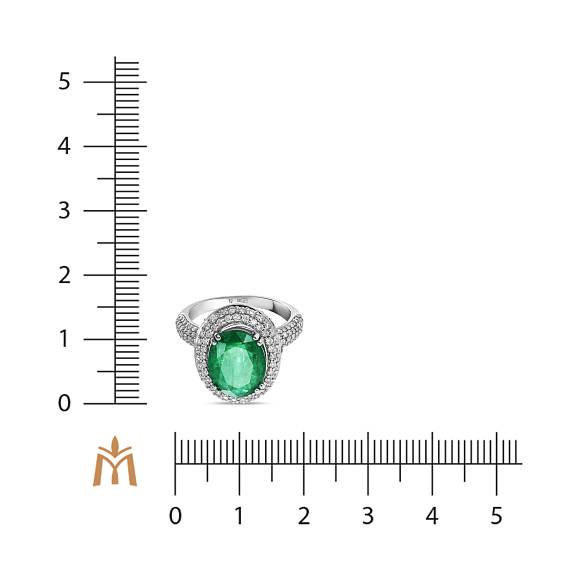 Кольцо с бриллиантами и изумрудом R01-EX-52651-EM - Фото 4