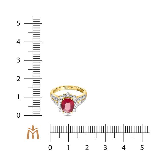 Кольцо с бриллиантами и облагороженным рубином R01-EX-52698-RO - Фото 2