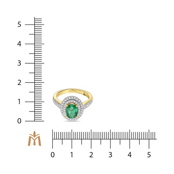 Кольцо с бриллиантами и изумрудом (1,7 карат) R01-EX-52840-EM - Фото 2