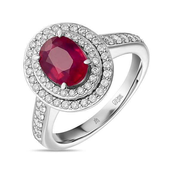 Кольцо с бриллиантами и облагороженным рубином R01-EX-52840-RO - Фото 1