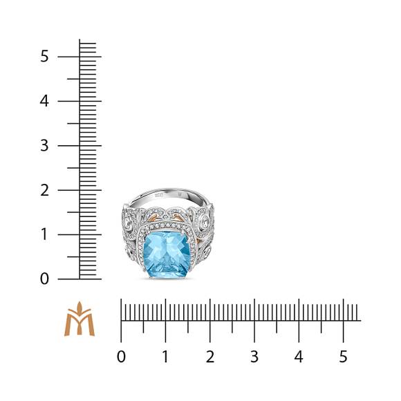 Кольцо с аквамарином, бриллиантами и цветными сапфирами R01-RS-34007-MIX3 - Фото 3