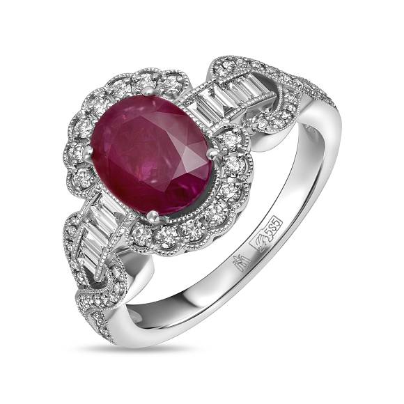 Кольцо с бриллиантами и рубином R169-TRG140133ARU - Фото 1