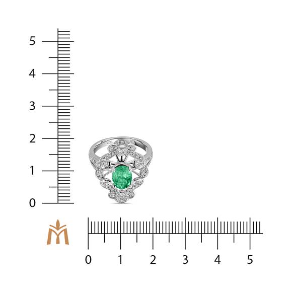 Кольцо с бриллиантами и изумрудом R2022-SA2473REM - Фото 2