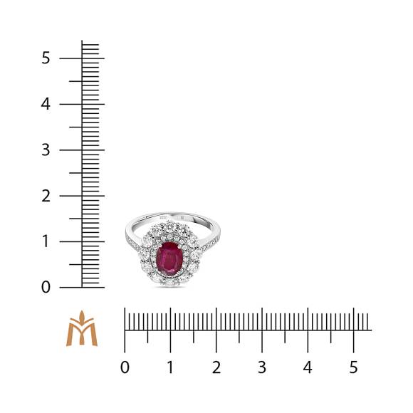 Кольцо с бриллиантами и облагороженным рубином R01-35796-RO - Фото 2