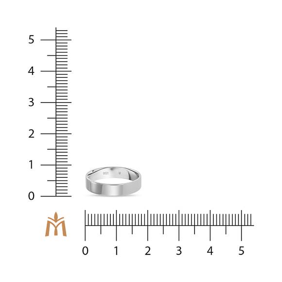 Плоское обручальное кольцо из белого золота R01-4-W-11469 - Фото 2