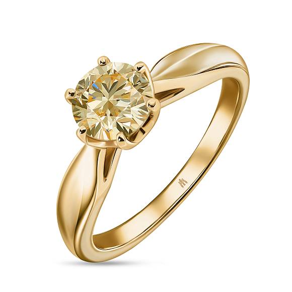 Кольцо с бриллиантом, золото 585 по цене от 279 900 руб - купить кольцо R01-CHAMPAGNE с доставкой в интернет-магазине МЮЗ