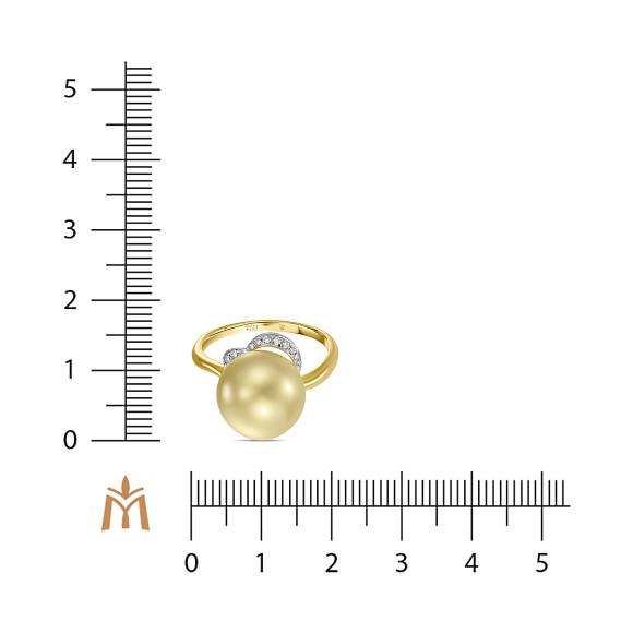 Кольцо с бриллиантами и жемчугом R152-GR4008-SPM-W4 - Фото 2