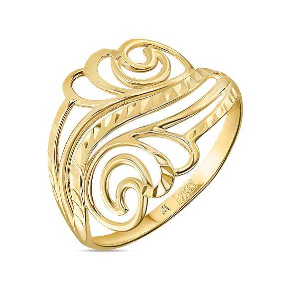 Ажурное кольцо из желтого золота 585 пробы R163-Y-K4102521 - Фото 1