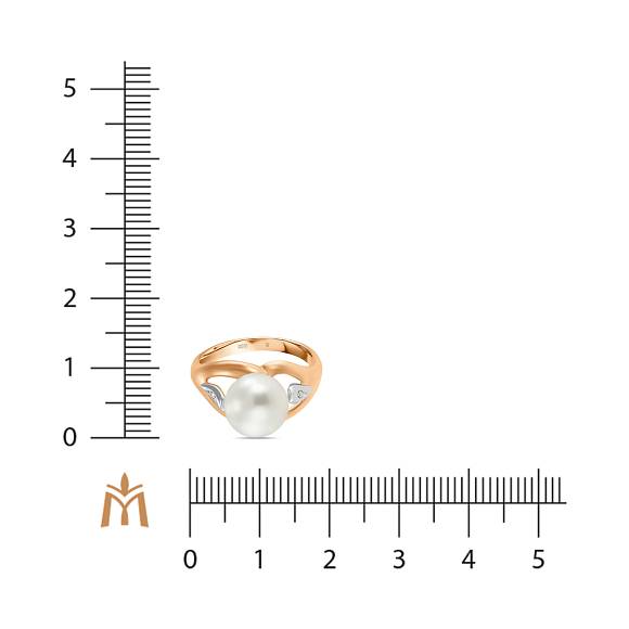 Кольцо с бриллиантами и жемчугом R77-R59469-CP - Фото 2