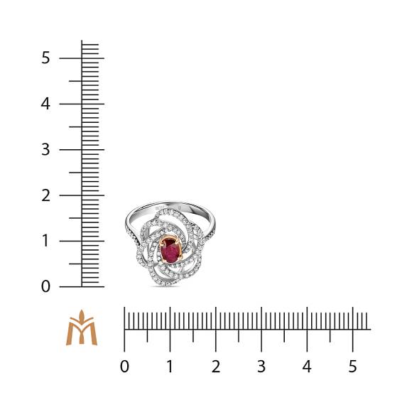 Кольцо с бриллиантами и рубином R4211-RG1515WRU1 - Фото 2