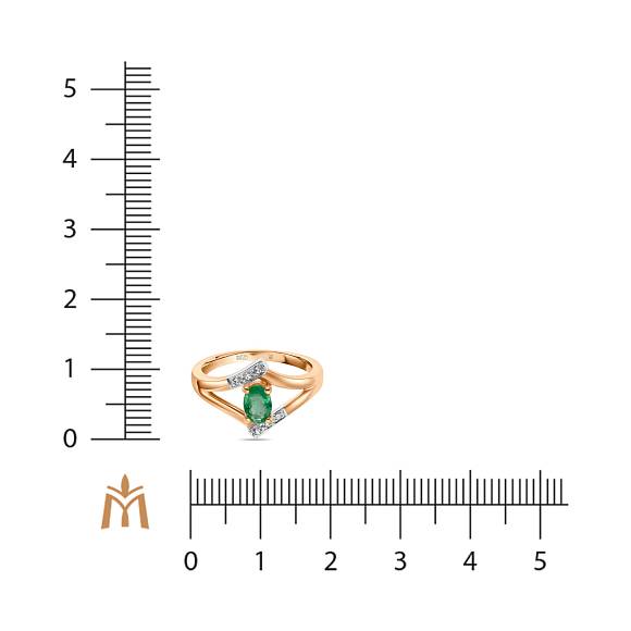 Кольцо с бриллиантами и изумрудом R131-R4001-EM-R17 - Фото 2