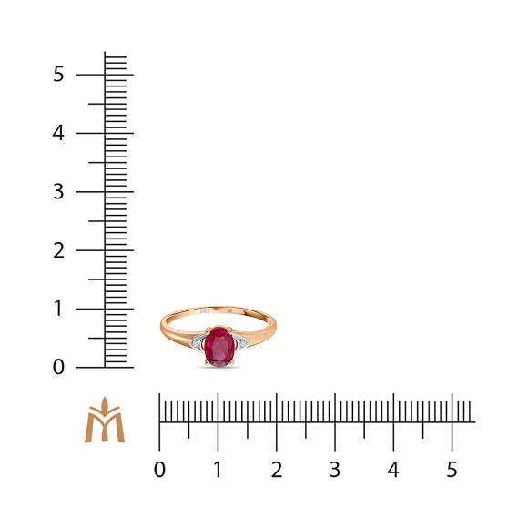 Кольцо с бриллиантами и облагороженным рубином R01-L-35420-RO - Фото 2