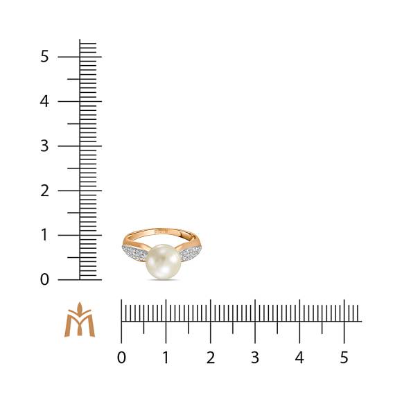 Кольцо с жемчугом и фианитами R2020-093905-1-PR - Фото 2