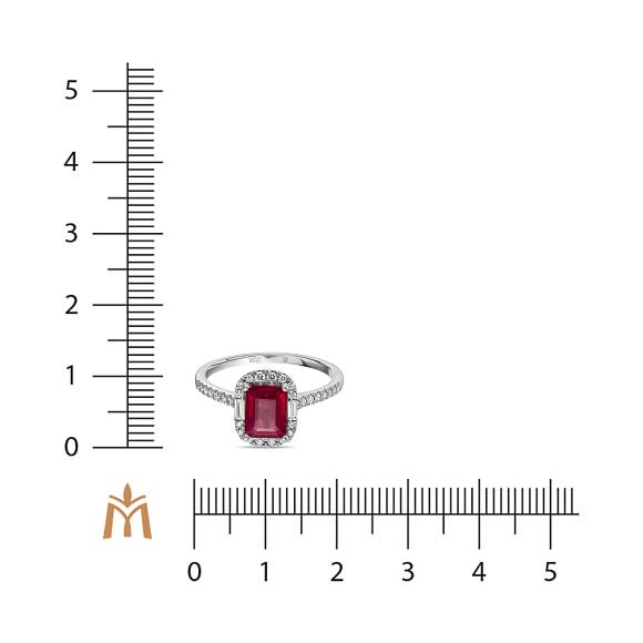 Кольцо с бриллиантами и облагороженным рубином R01-35721-RO - Фото 2