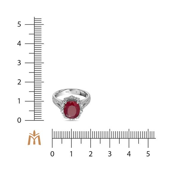 Кольцо с бриллиантами и облагороженным рубином R01-35785-RO - Фото 3