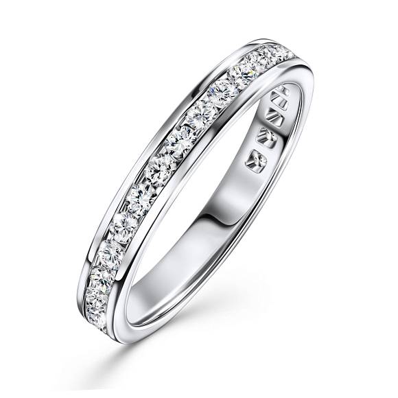 Обручальное кольцо-дорожка из белого золота с 29 бриллиантами R01-35488 - Фото 1