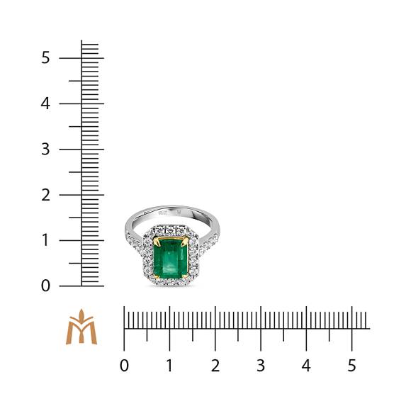Кольцо с бриллиантами и изумрудом R2018-RL040115AEM - Фото 2