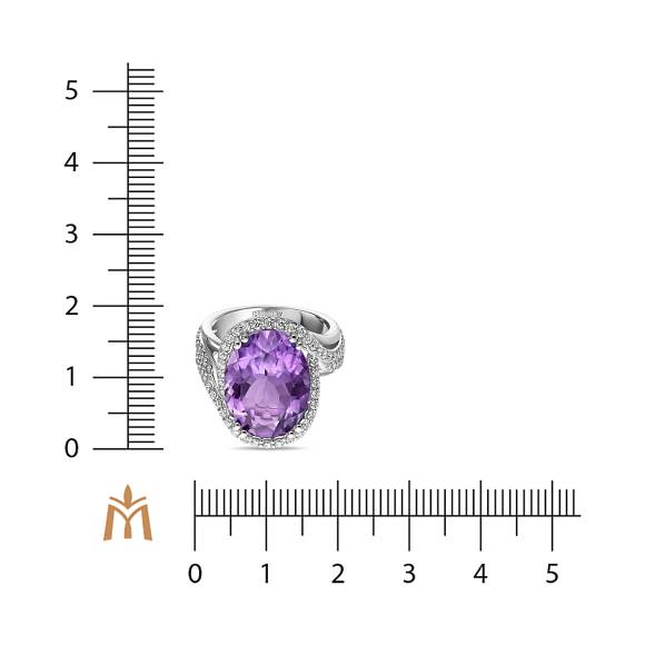 Кольцо с аметистом и бриллиантами R01-EMP-0336AM - Фото 2